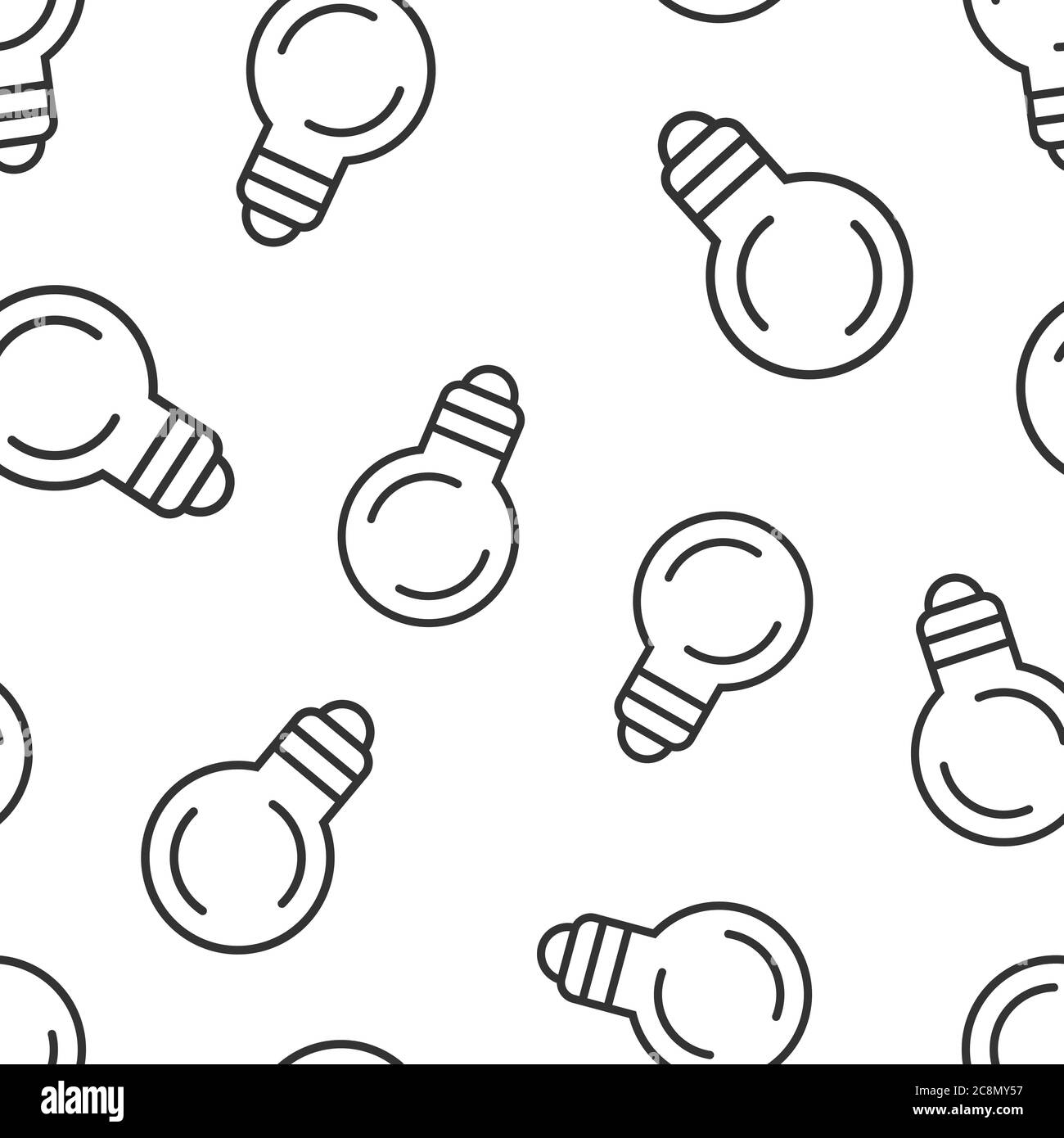 Symbol für Glühbirne in flacher Ausführung. Vektorgrafik Glühbirne auf weißem, isoliertem Hintergrund. Lampe Idee nahtlose Muster Business-Konzept. Stock Vektor