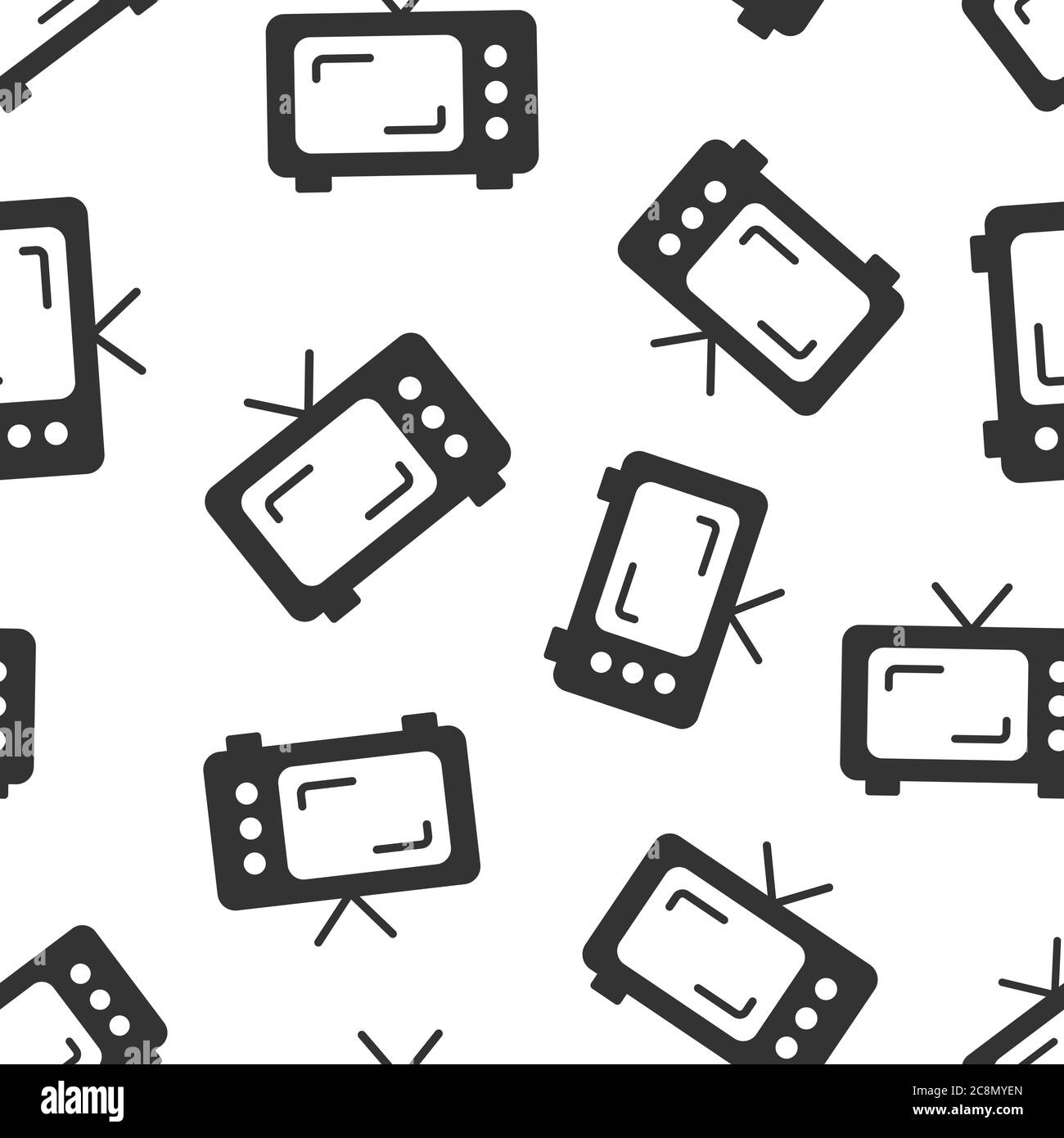 Retro tv-Bildschirm Vektor-Symbol in flachem Stil. Alte Darstellung des Fernsehers auf weißem, isoliertem Hintergrund. TV-Display nahtlose Muster Business-Konzept. Stock Vektor