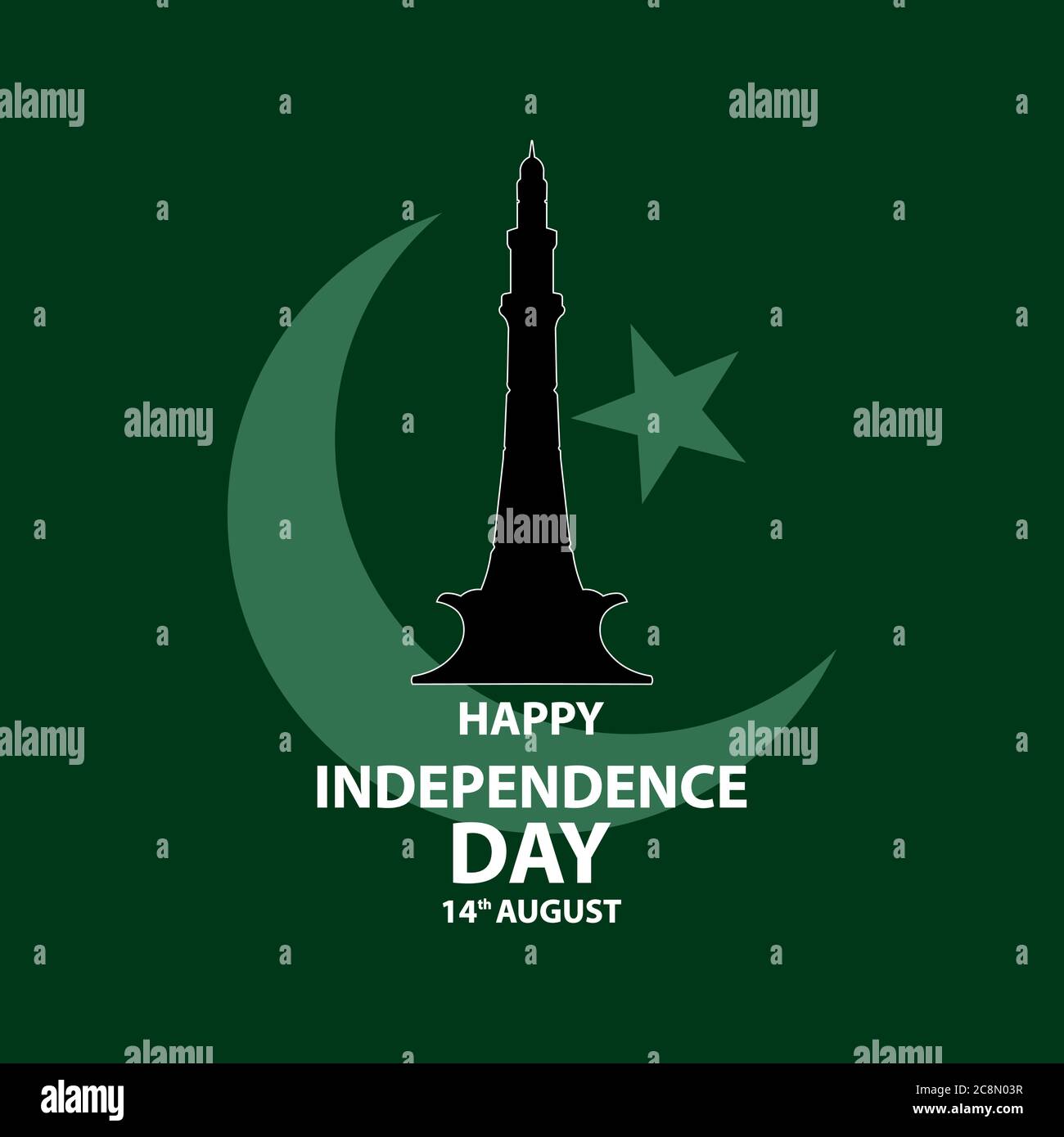 Vektor-Illustration von Pakistan Unabhängigkeitstag 14. August. Minar e Pakistan ein berühmtes historisches Minarett abstraktes Design mit Dekoration Stock Vektor