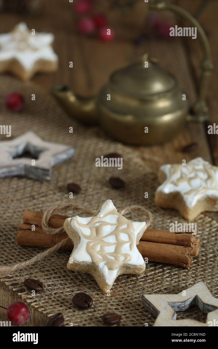 Zimt Kaffee Stern weihnachten Bäckerei Stockfoto
