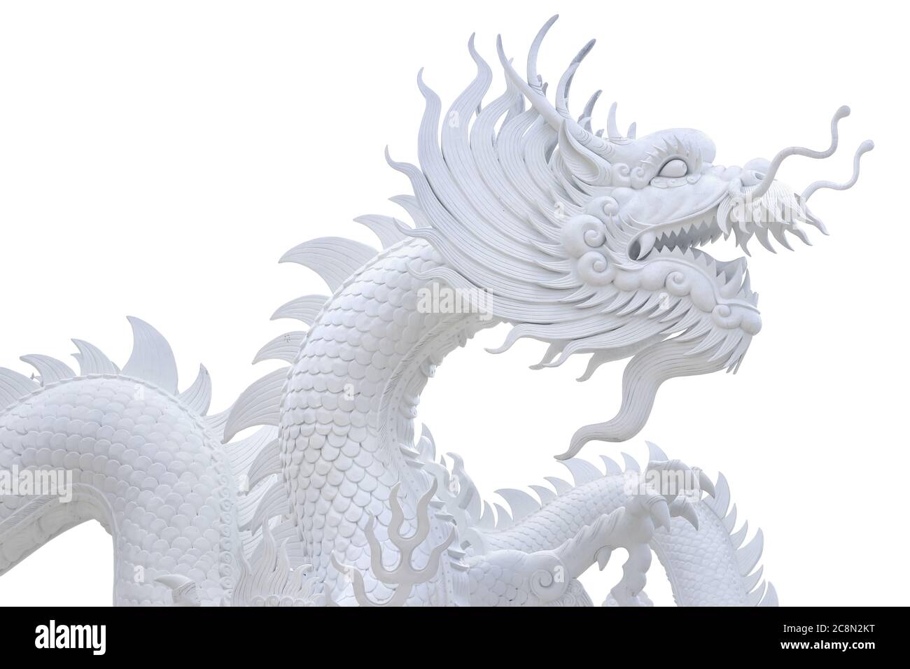 Weisser Drache Im Chinesischen Tempel Isoliert Auf Weissem Hintergrund Stockfotografie Alamy