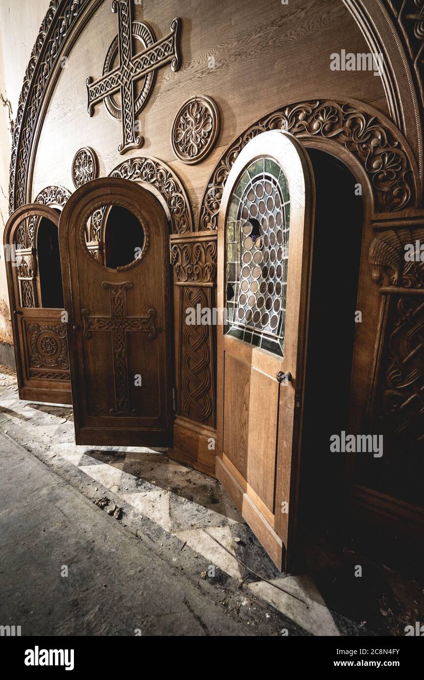 Urbex, alte verlassene Kirche, Limburg Niederlande Stockfoto