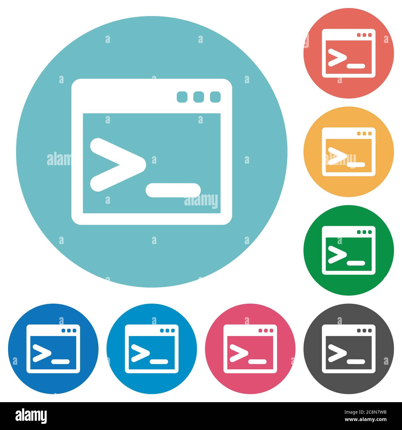 Flaches Symbol für Eingabeaufforderung auf rundem Farbhintergrund. Stock Vektor