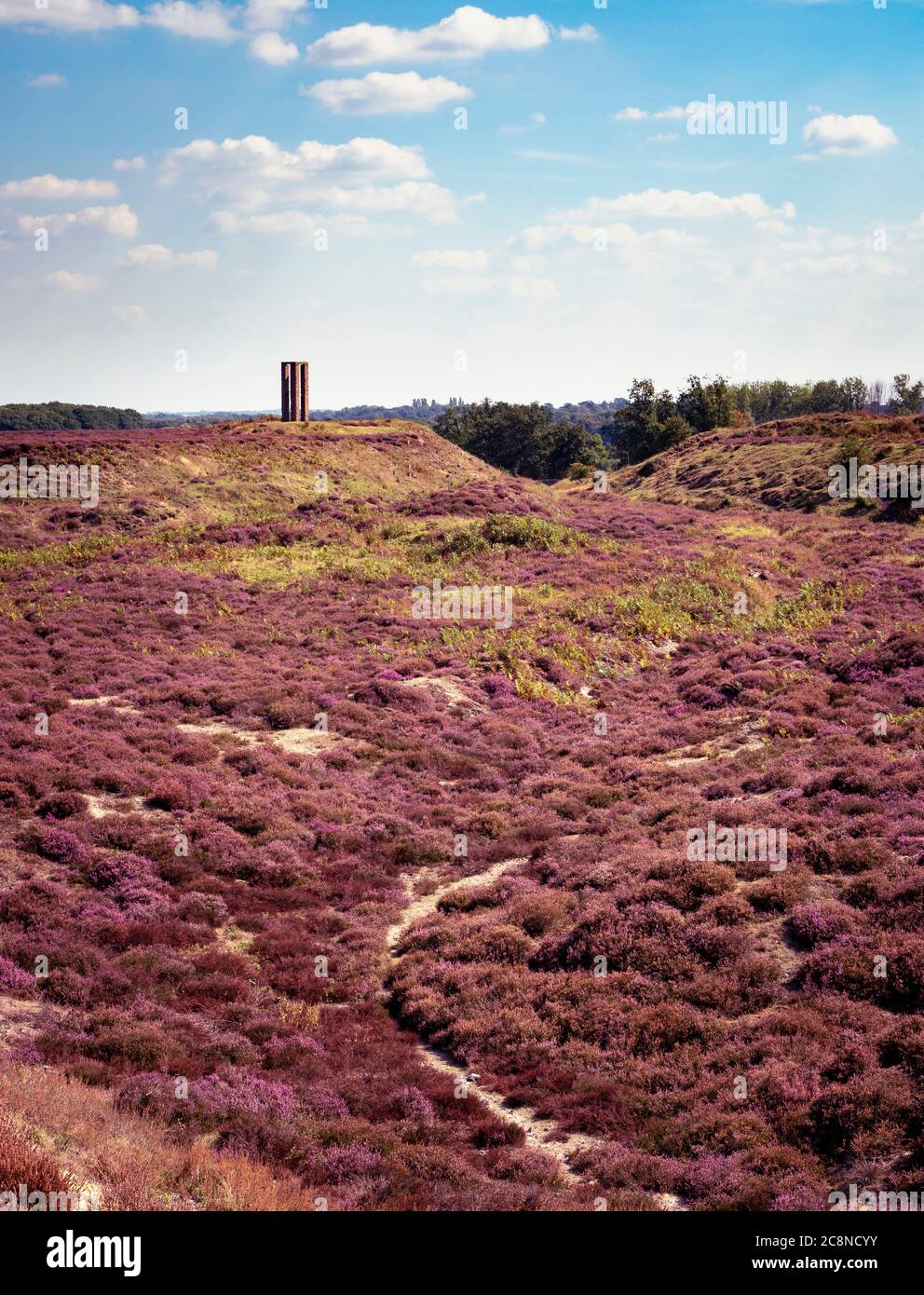 Die Überreste des Weltkrieges zwei Artillerie-Beobachtungstürme auf Grimston Heide. Stockfoto
