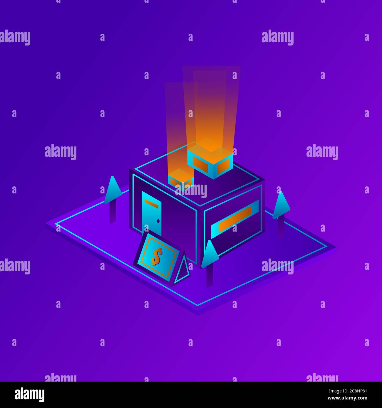 Isometrische Geldanlage Illustration.geeignet für Landing Page, ui, Website, mobile App, Editorial, Poster, Flyer, Artikel und Banner. Stock Vektor