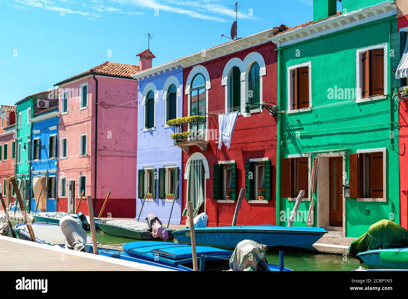 Canal Burano Venedig Italien Stockfoto