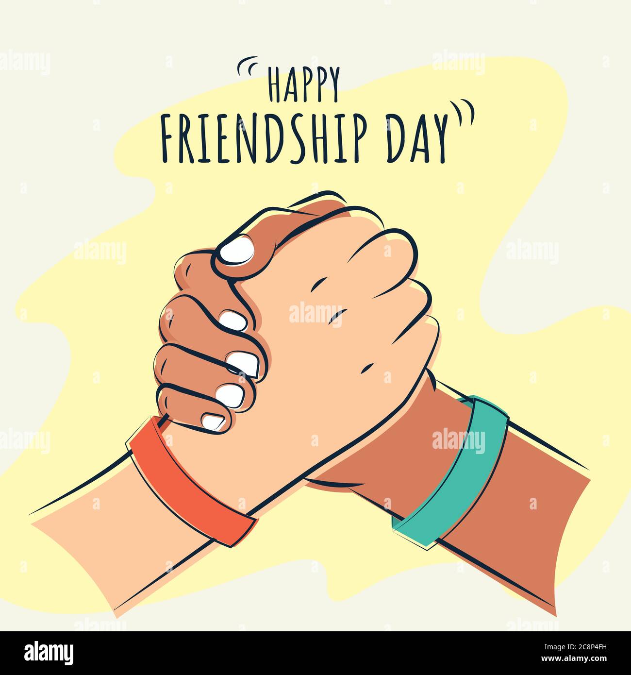 Happy Friendship Day, Freunde schütteln Hände Illustration Poster, Vektor Stock Vektor