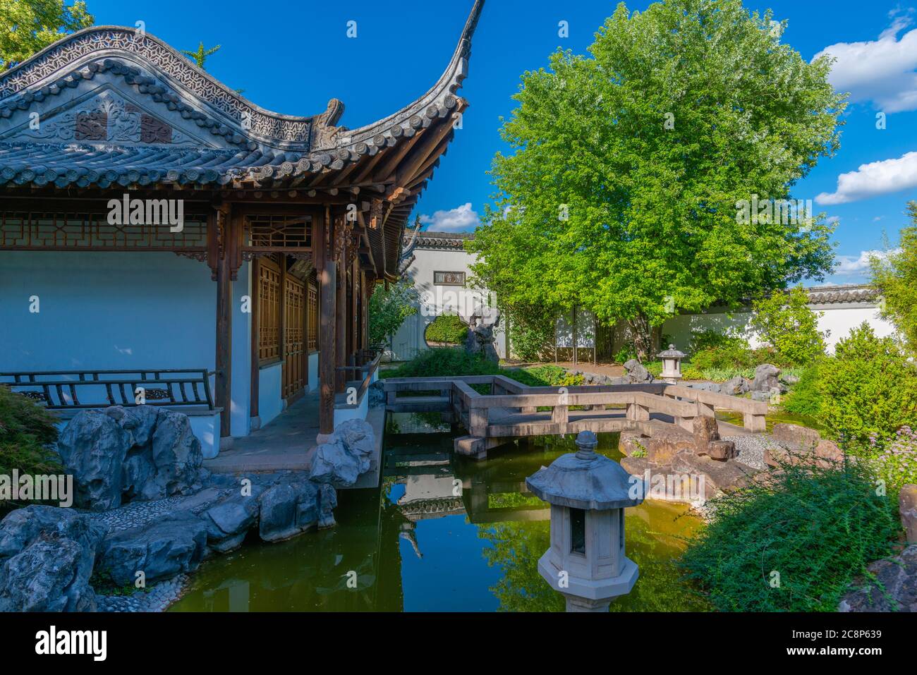 Kleiner aber schöner Chinagarten oder Chinesischer Garten, Stuttgarter Innenstadt, Bundesland Baden-Würtemberg, Süddeutschland, Mitteleuropa Stockfoto