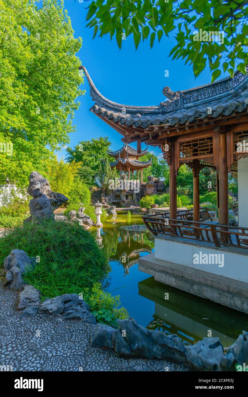 Kleiner aber schöner Chinagarten oder Chinesischer Garten, Stuttgarter Innenstadt, Bundesland Baden-Würtemberg, Süddeutschland, Mitteleuropa Stockfoto