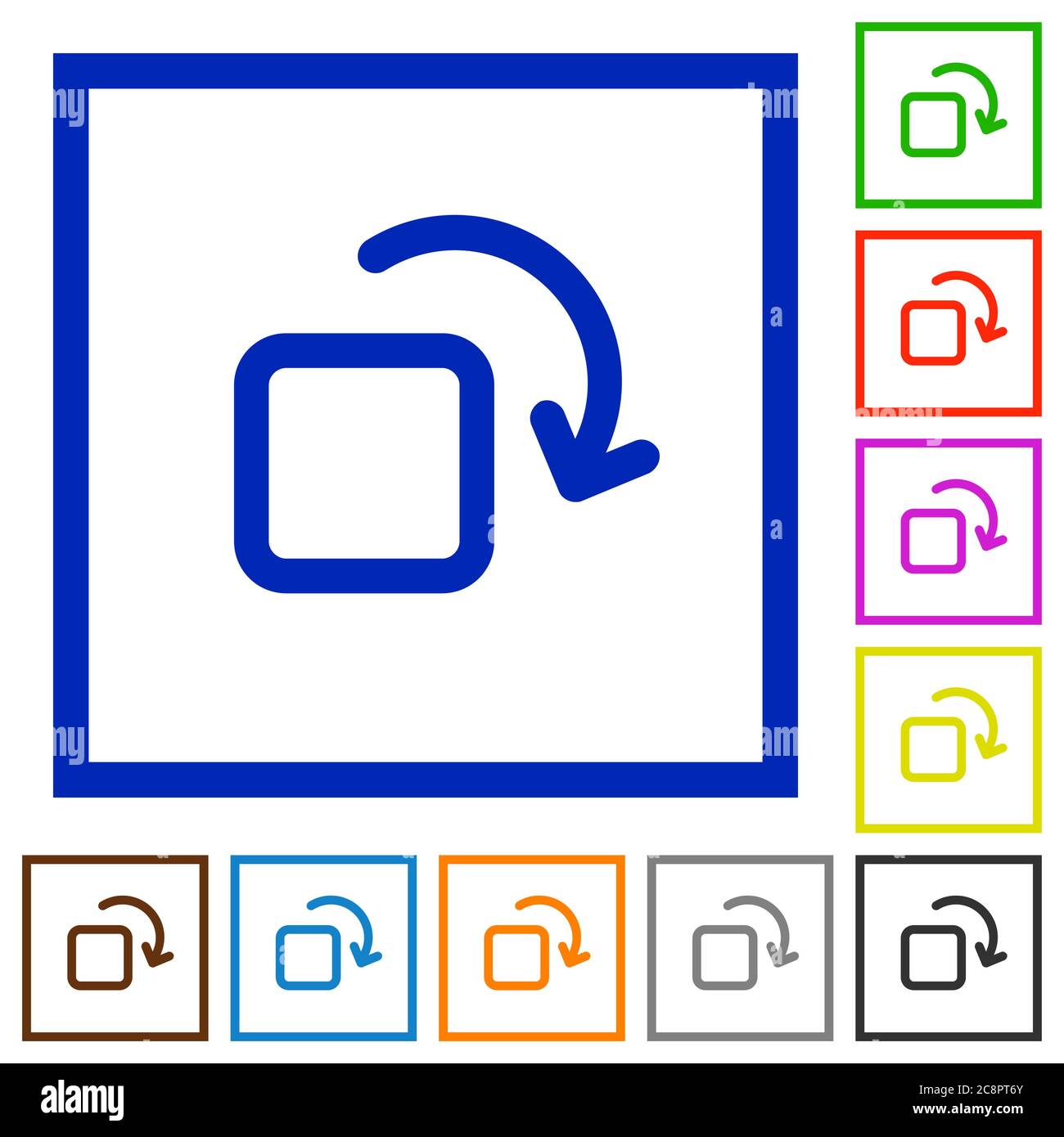 Satz von farbigen quadratischen gerahmten rotieren Element flache Symbole Stock Vektor