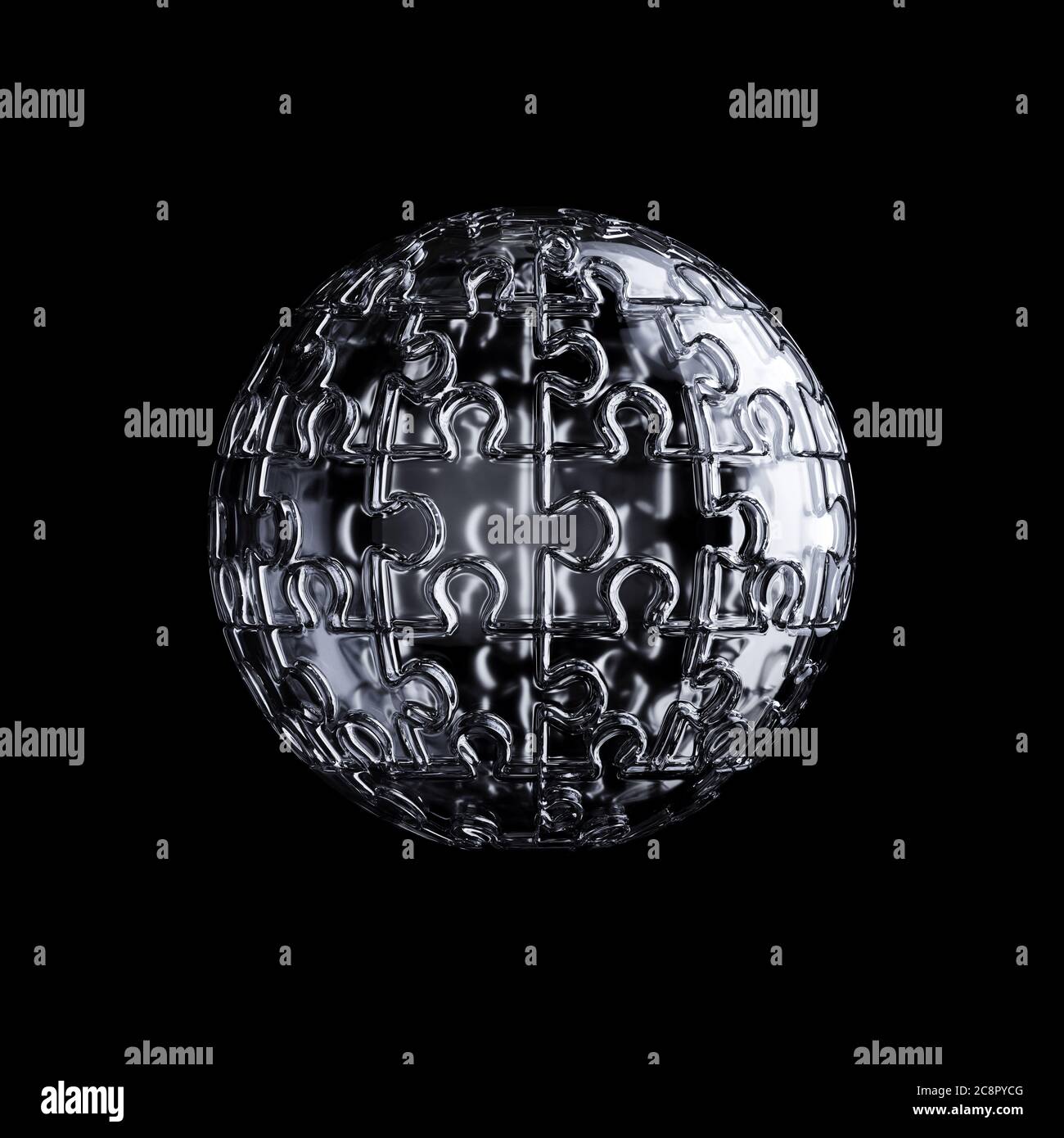 Glas sphärische Puzzle. 3d-Rendering-Illustration Stockfoto