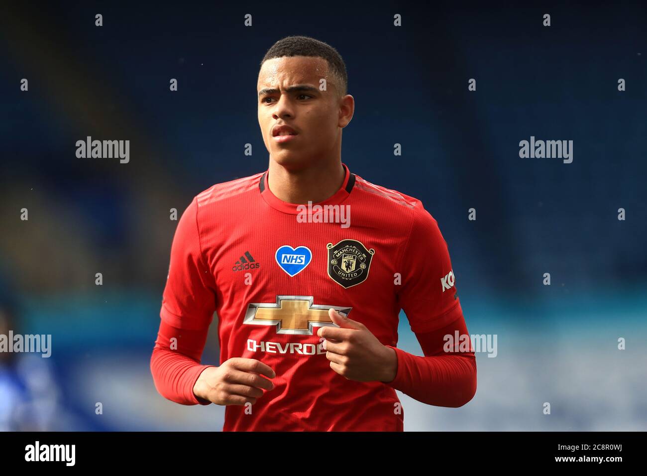 LEICESTER, GROSSBRITANNIEN. 26. JULI Mason Greenwood von Manchester United während des Premier League-Spiels zwischen Leicester City und Manchester United im King Power Stadium, Leicester am Sonntag, 26. Juli 2020. (Kredit: Leila Coker, MI News) Kredit: MI Nachrichten & Sport /Alamy Live Nachrichten Stockfoto