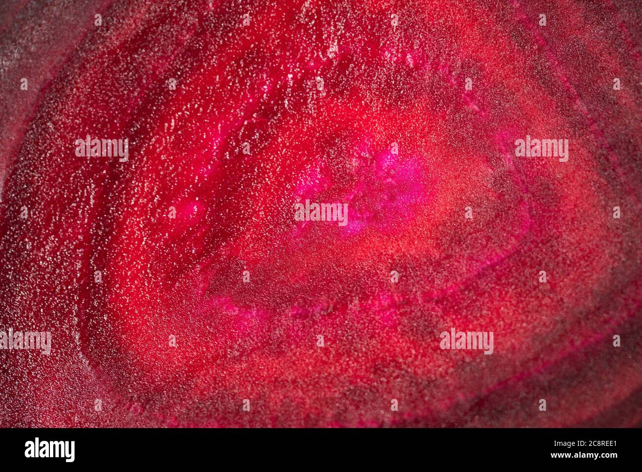 Rote Bete Querschnitte, natürliche rote Farbe Stockfoto