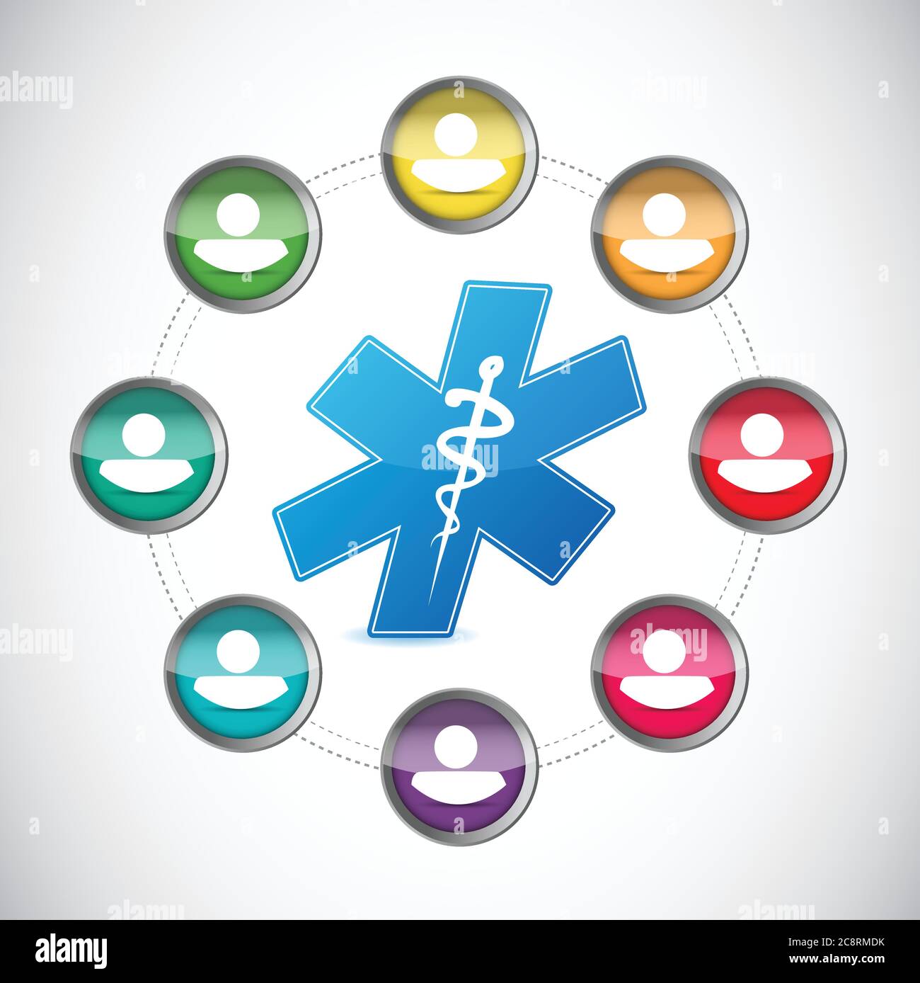 Medizinisches Diversity-Netzwerk-Illustration auf weißem Hintergrund Stock Vektor