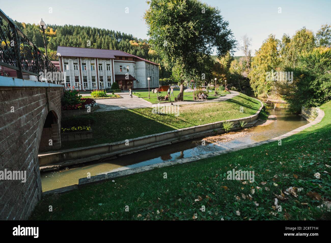 Belokuricha Resort Stadt mit einer großen Anzahl von Sanatorien für Behandlung und Erholung der Gesundheit befindet sich im Altai Region in Südsibirien Stockfoto