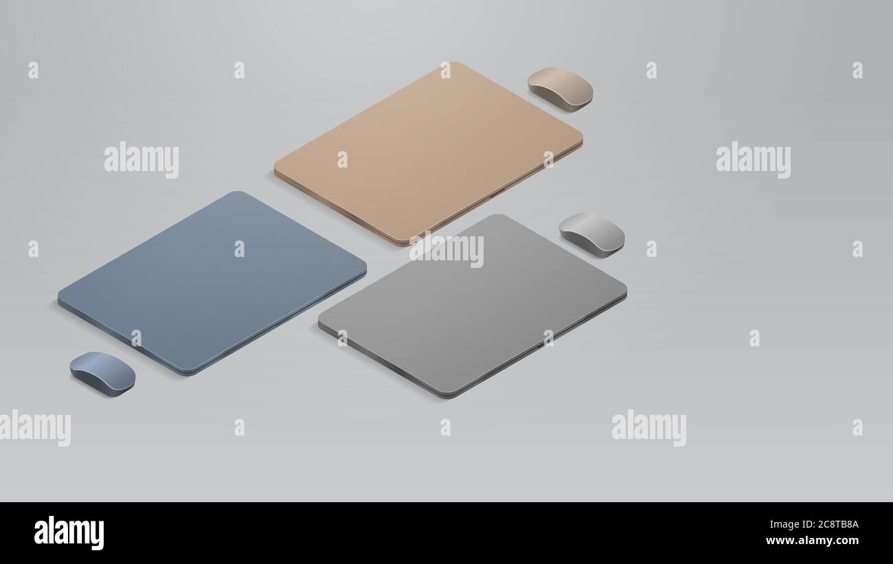 Set farbige geschlossene Laptops mit Mäusen realistische Mockup Gadgets und Geräte Konzept horizontale Vektor-Illustration Stock Vektor