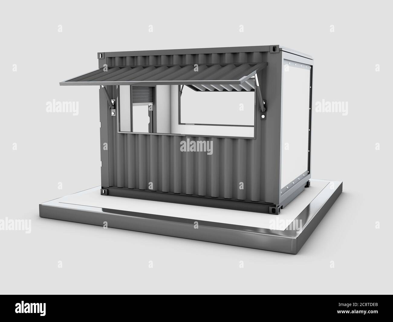 3d-Rendering von umgebauten alten Versandcontainer in Café, Clipping-Pfad enthalten Stockfoto