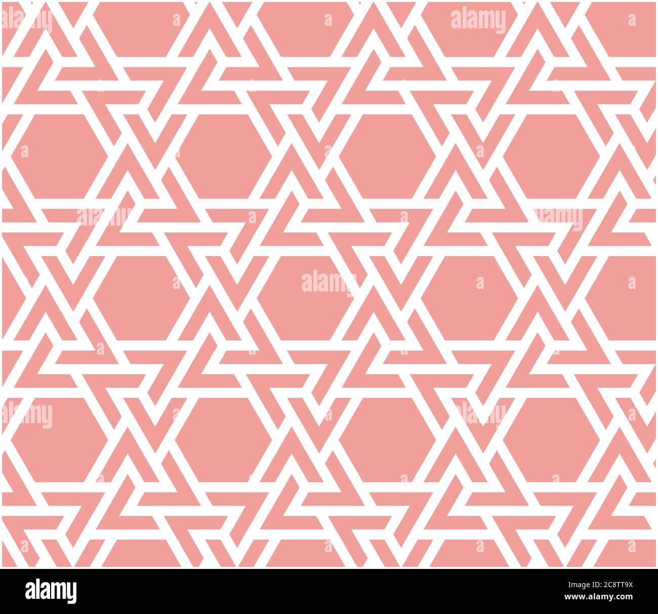 Lebende Koralle Arabeske Vektor nahtlose Muster. Geometrische Halbtonstruktur mit Auflösung der Farbplättchen. Koralle Farbe Textur, Hintergrund, Tapete Stock Vektor