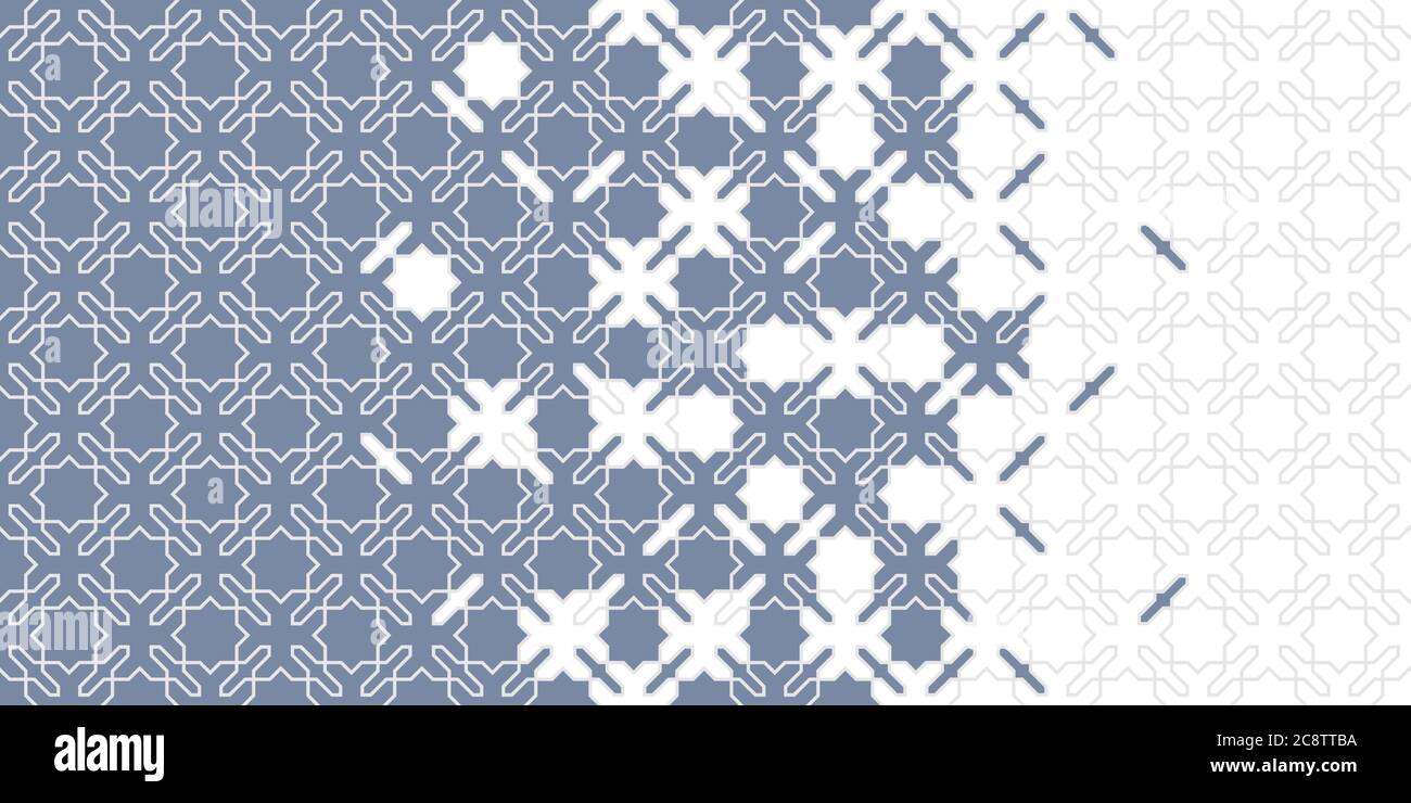 Arabeske Vektorrahmen, Tapete, Textur, Hintergrund, Muster. Geometrische Halbtonstruktur mit Auflösung der Farbplättchen Stock Vektor