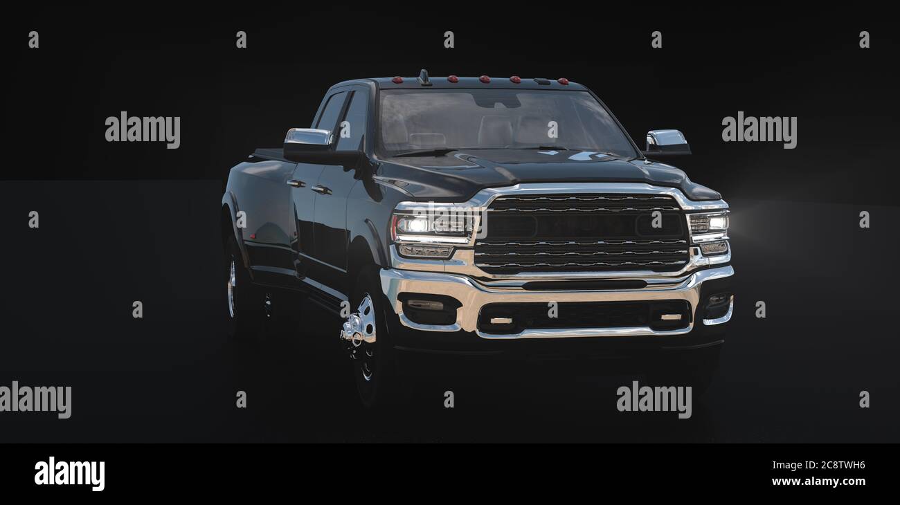 Dodge RAM 2500 im Studio auf schwarzem Hintergrund Stockfoto