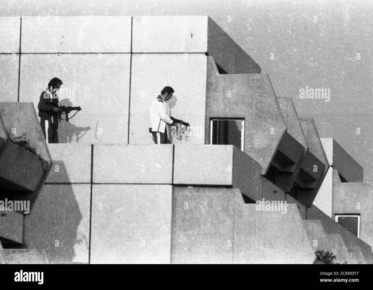 Die Olympischen Spiele 1972 in München waren überschattet von einem Anschlag der Terroristen des "Schwarzen September" auf die israelische Mannschaft am 5. September 1972. Weltweite Verwendung Stockfoto