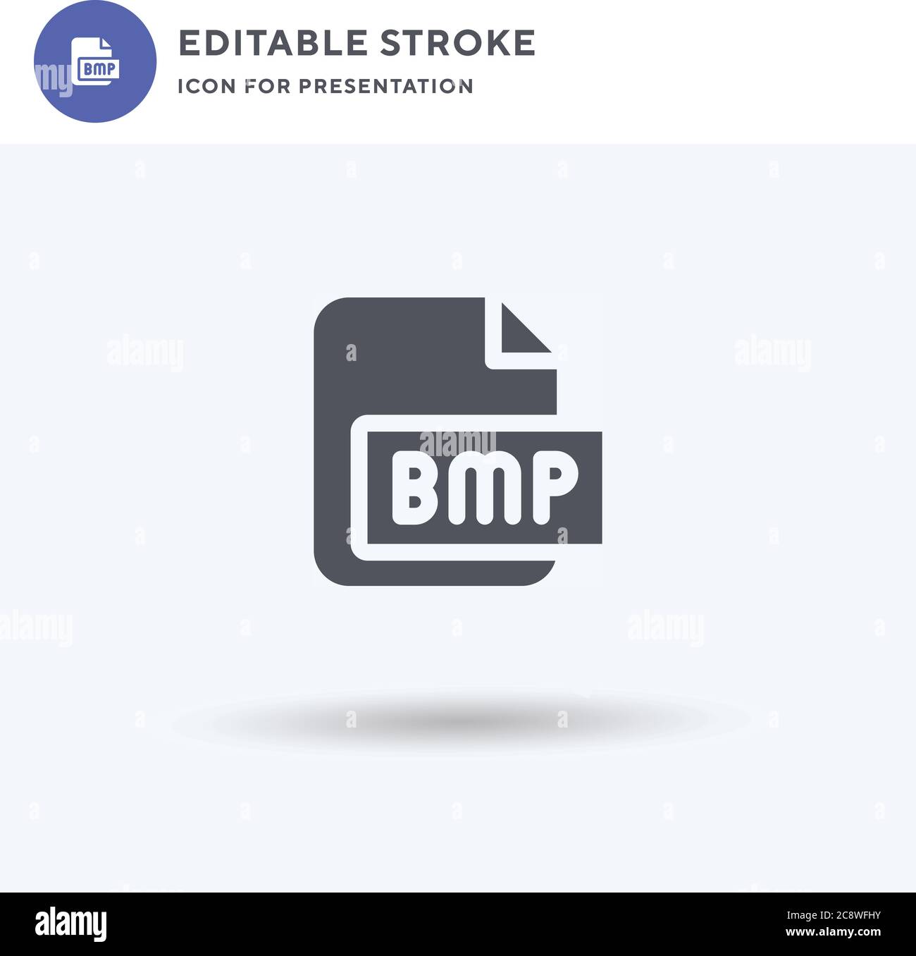 BMP Datei Icon Vektor, gefüllt flache Zeichen, solides Piktogramm isoliert auf weiß, Logo-Illustration. BMP-Dateisymbol für die Präsentation. Stock Vektor