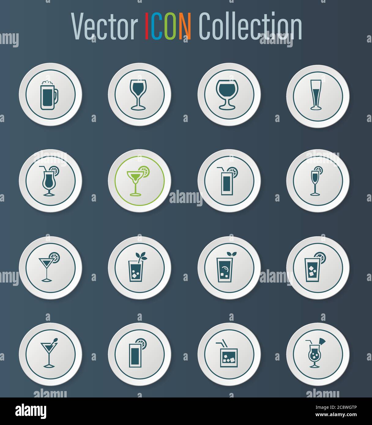 Gläser und Tassen Icons set Stock Vektor