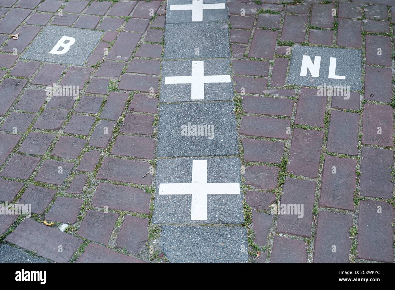 Belgien Niederländische Grenze, Baarle Hertog en Baarle Nassau. Internationale Grenze durch die Stadt Stockfoto