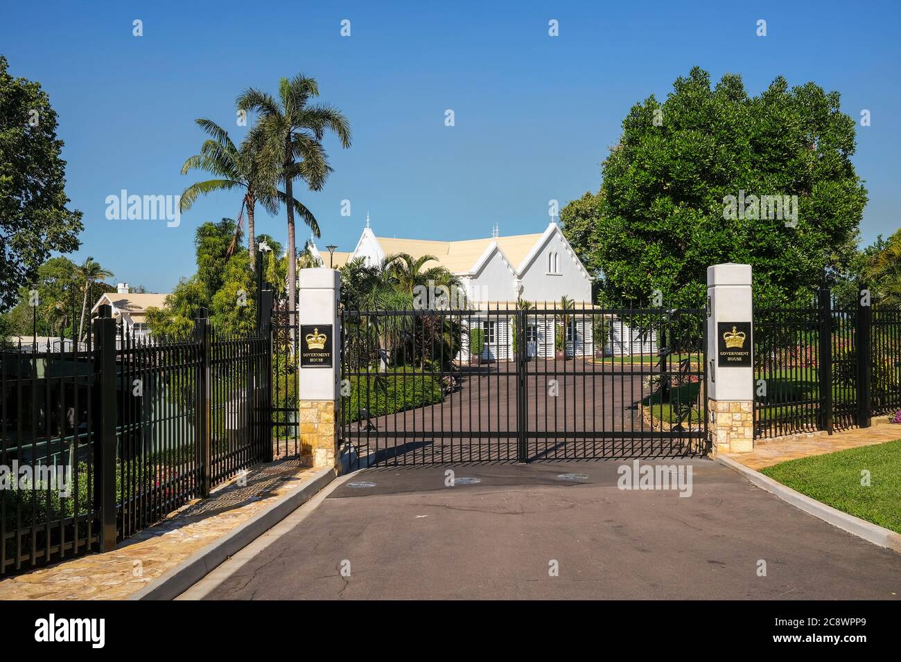 Die Regierung des Northern Territory, in Darwin, Northern Territory, Australien. Das Haus ist der Wohnsitz des Northern Territory Administrator. Stockfoto