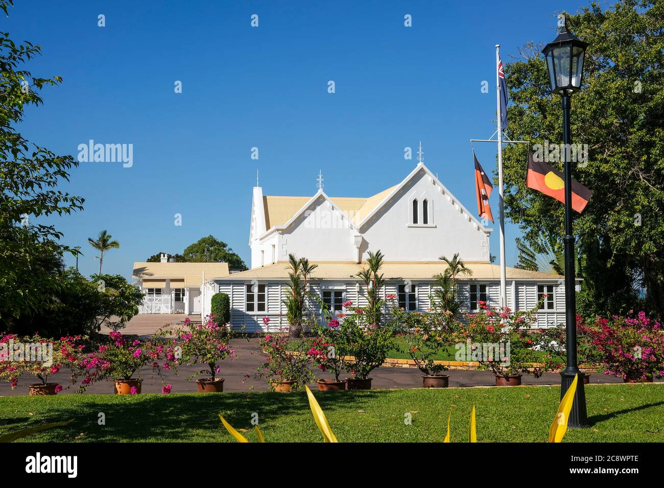 Die Regierung des Northern Territory, in Darwin, Northern Territory, Australien. Das Haus ist der Wohnsitz des Northern Territory Administrator. Stockfoto