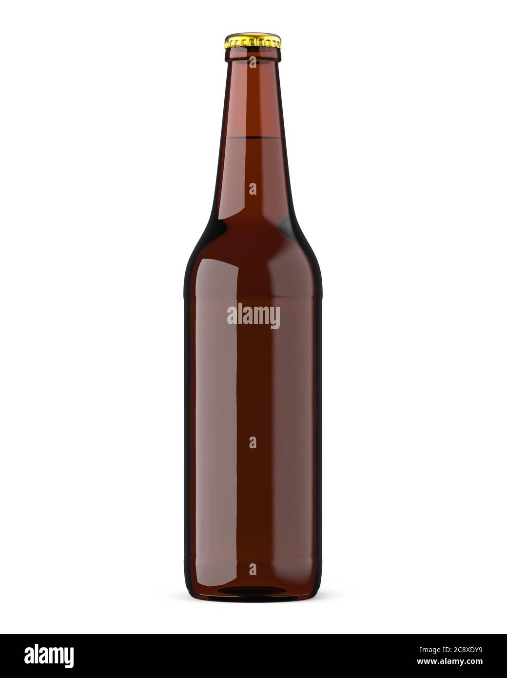 Braune Flasche mit Bier mit goldenem Deckel. 3D-Rendering, isoliert auf  weißem Hintergrund Stockfotografie - Alamy