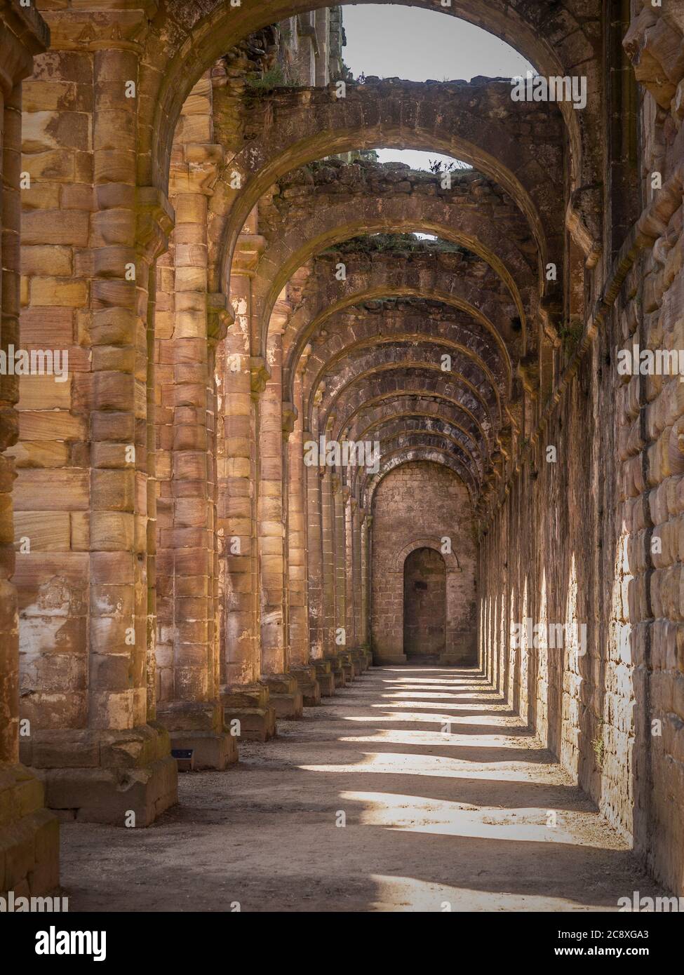 Fountains Abbey Ruins, Ripon, Großbritannien. Stockfoto
