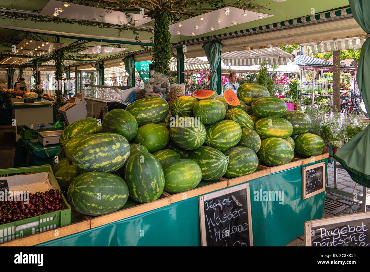 Viktualienmarkt in München Deutschland Stockfoto