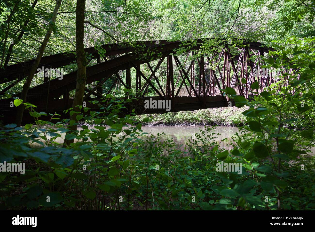 Eisenbahnbrücke Grunenburg über den Wupper (Existiert nicht mehr) Stockfoto