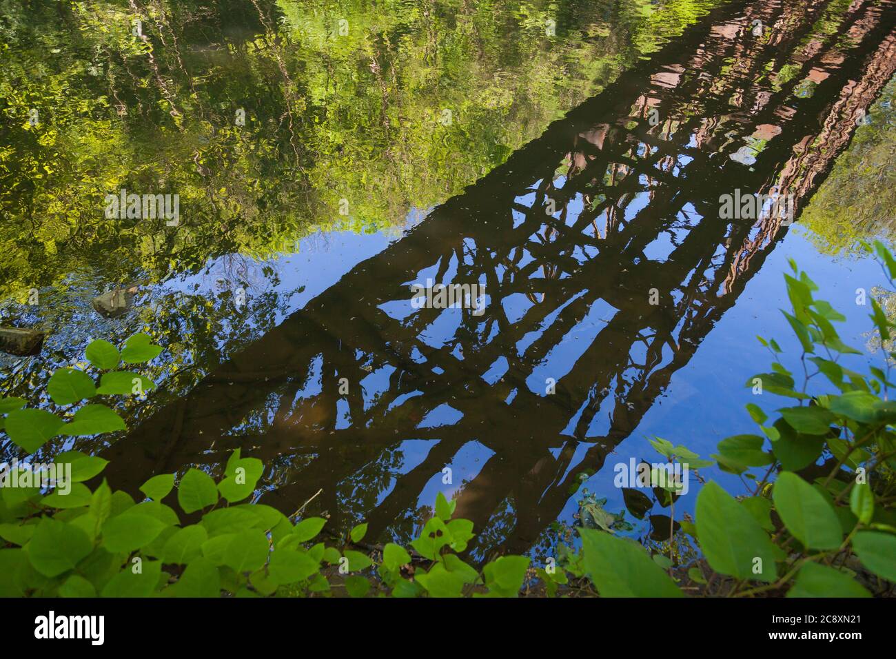 Eisenbahnbrücke Grunenburg über den Wupper (Existiert nicht mehr) Stockfoto