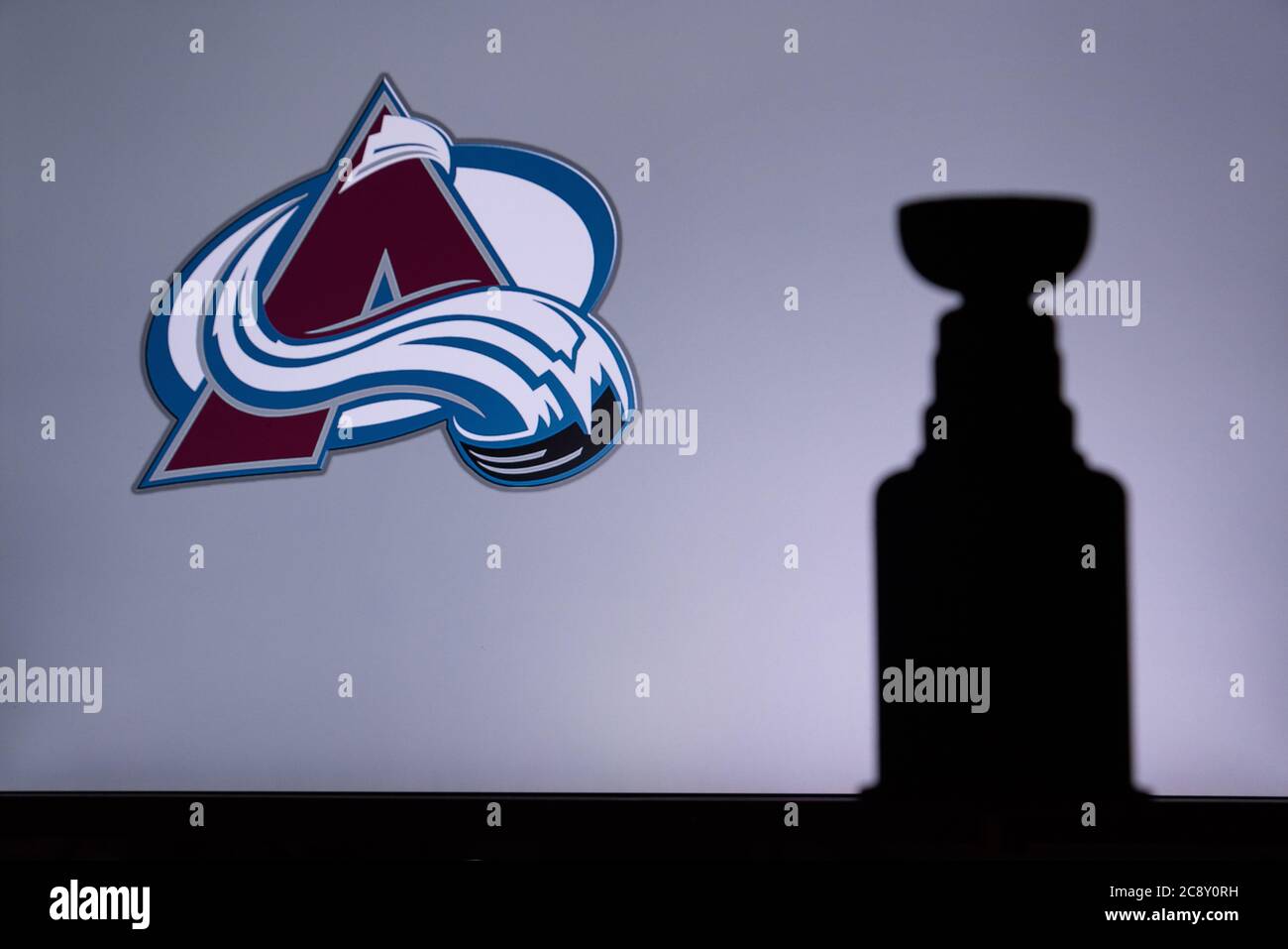 NHL Hockey Konzept Foto. Silhouette des Stanley Cup Stockfoto