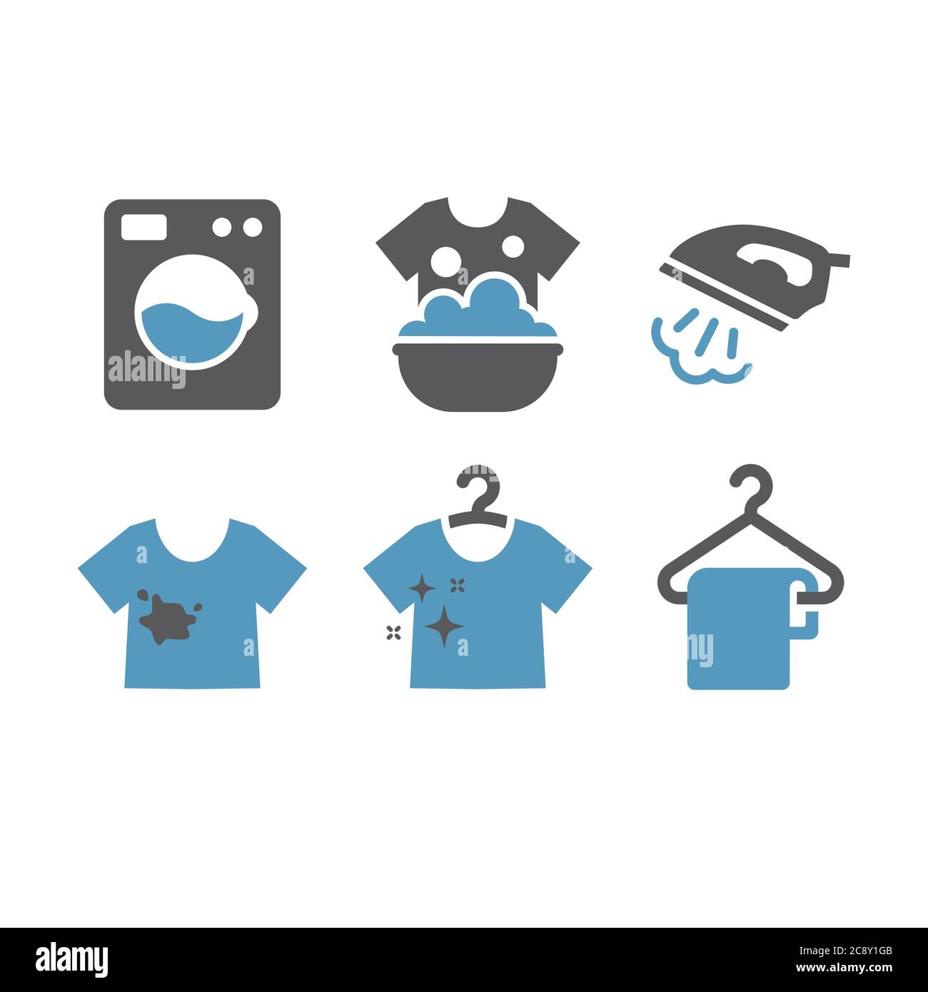 Icons, Wäsche, Bügeleisen, Maschine, Service, Waschen, Reinigen, trocken, Piktogramm, Glyphe, Icon, Bügeln, Dampf, Bluse, Aufhänger, Hand, T-Shirt, T-Shirt, schwarz, Stock Vektor