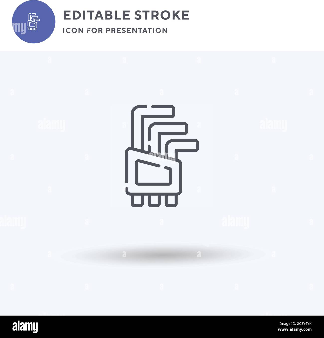Hex-Key-Symbolvektor, gefülltes flaches Zeichen, solides Piktogramm isoliert auf Weiß, Logo-Illustration. Hex-Key-Symbol für die Präsentation. Stock Vektor