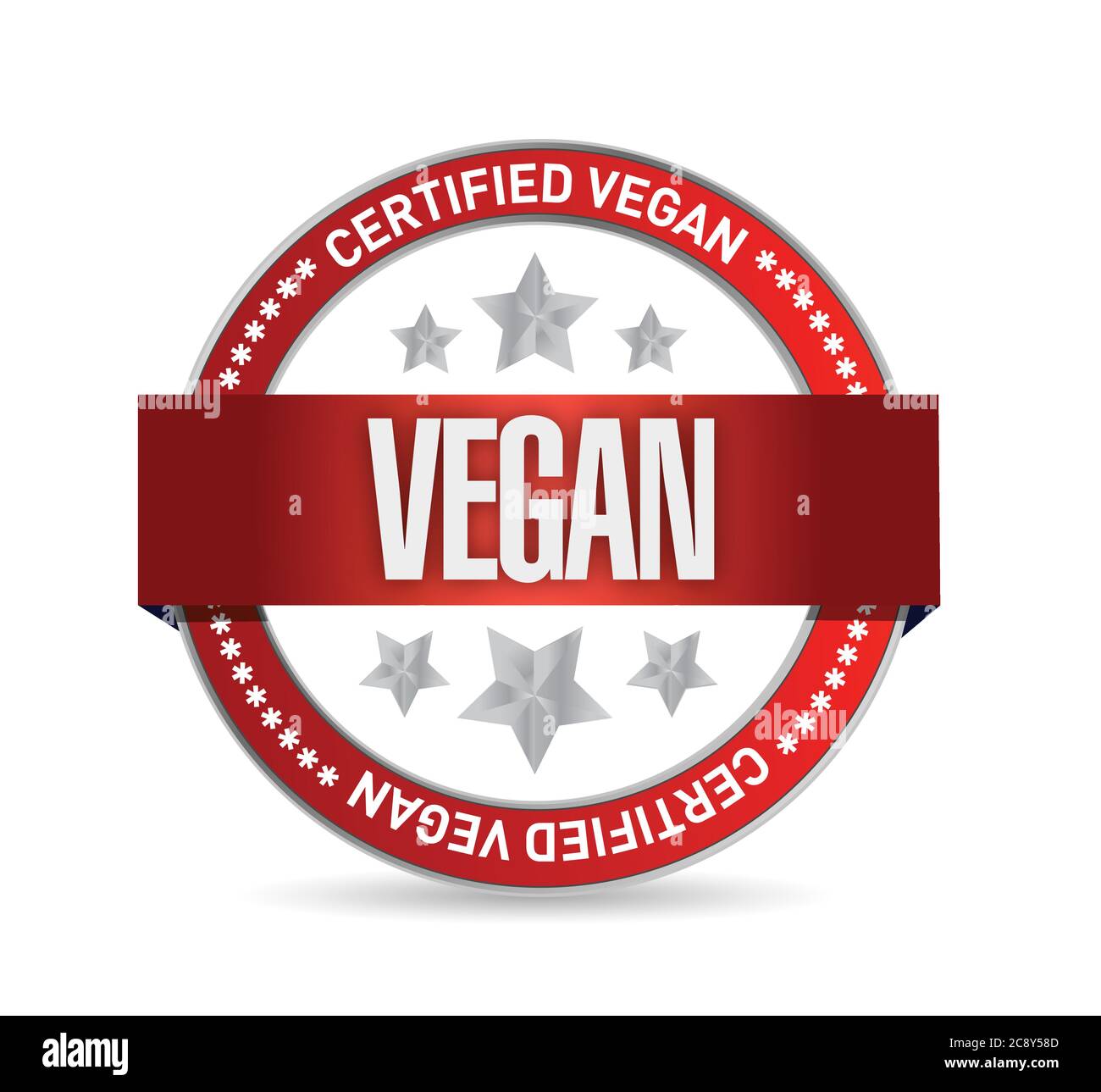 Zertifiziertes veganes Siegel Illustration Design über weiß Stock Vektor