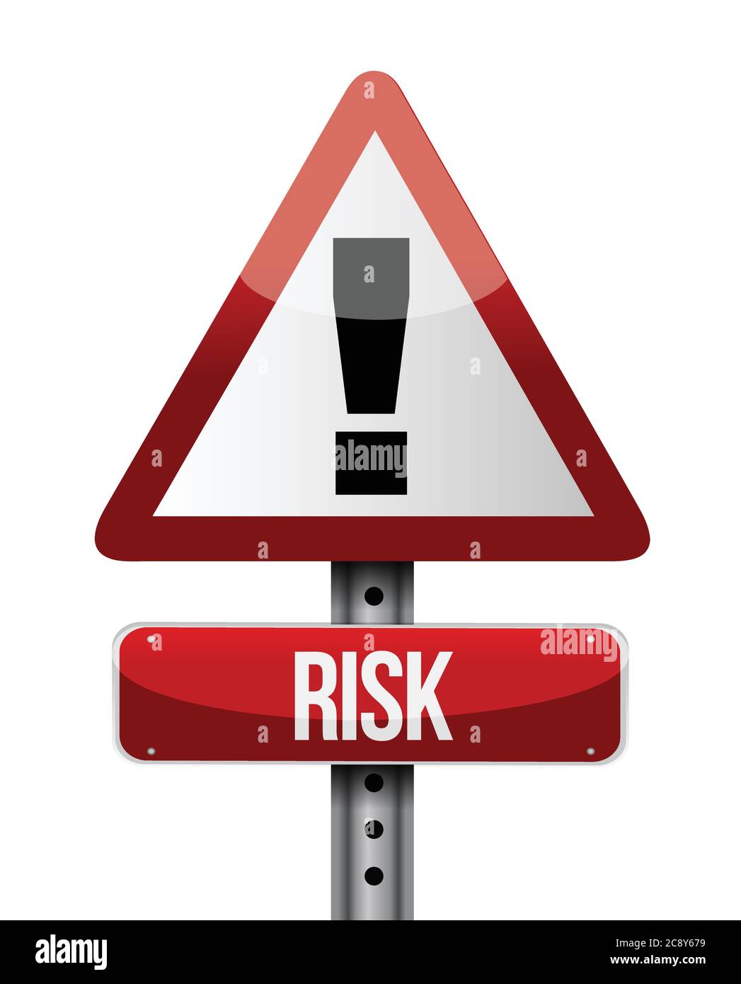 Risikowarnschild mit Illustration auf weißem Hintergrund Stock Vektor