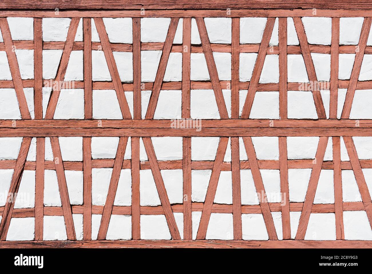 Detail einer Fachwerkfassade eines alten Modellbauhauses Stockfoto