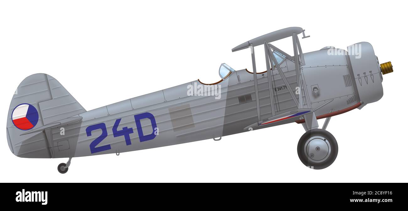 Praga E.241.71 des Ausbildungsfluges des Luftwaffenregiments 5 der tschechoslowakischen Luftwaffe, Sommer 1938 Stockfoto