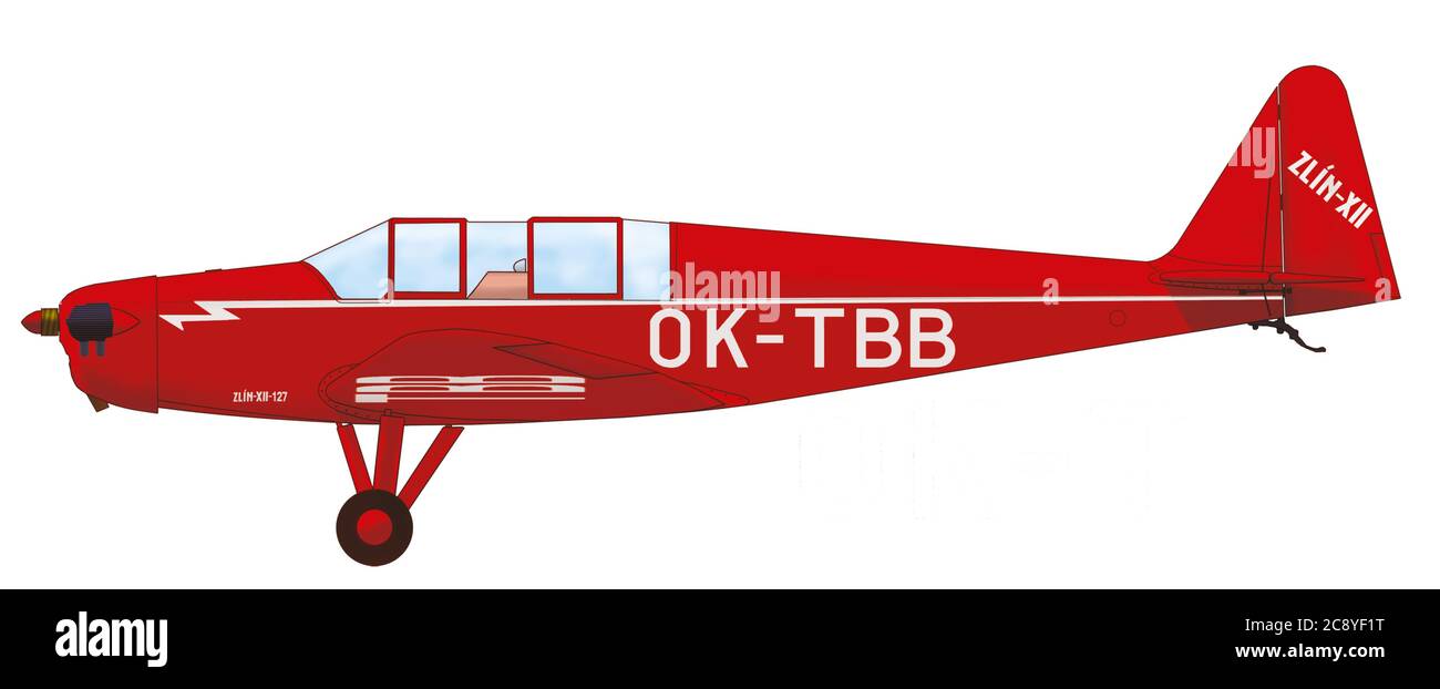 Zlín z.12.127 zum Zeitpunkt der Mobilisierung im September 1938 diente in der Verbindungsschürze 104 der tschechoslowakischen Armee Luftwaffe Stockfoto