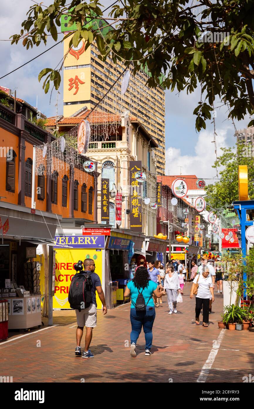 Straße in Chinatown, Singapur, während des chinesischen Neujahrs 2019 Stockfoto