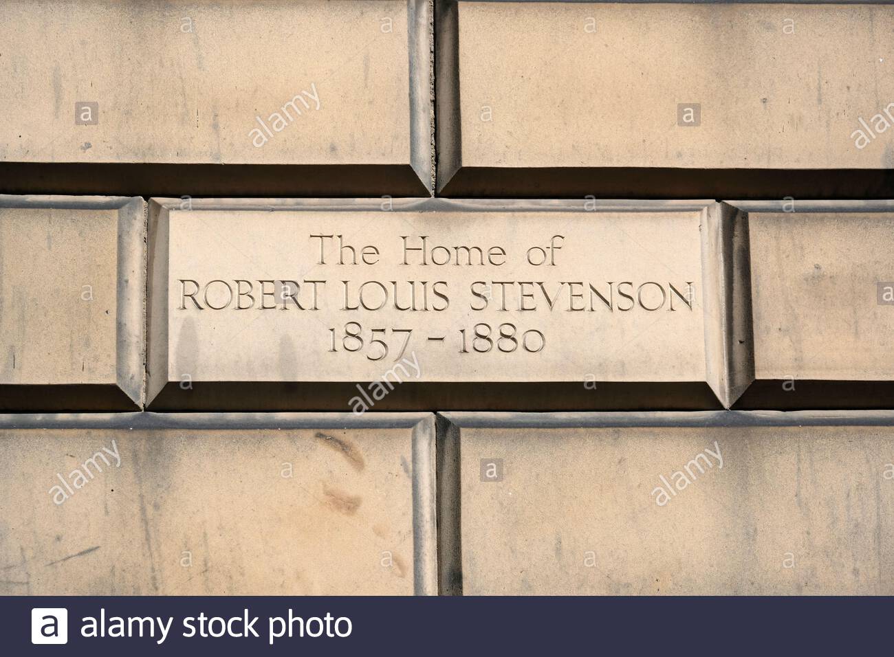 Ehemalige Heimat des schottischen Autors Robert Louis Stevenson in Heriot Row, Edinburgh Stockfoto