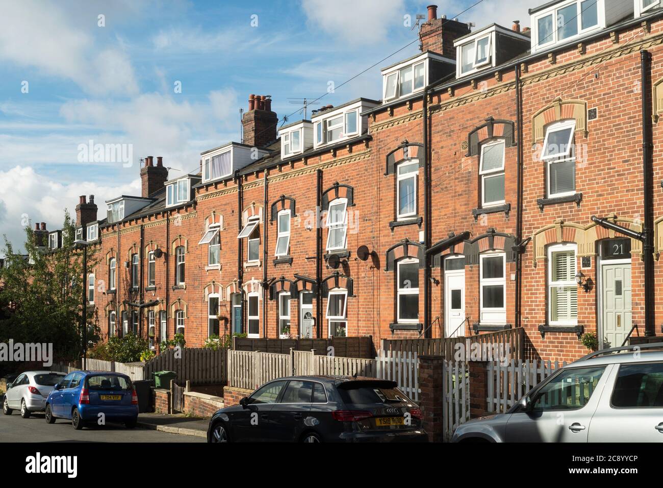 Ende des 19. Jahrhunderts zurück zu Rücken Terrassenhäuser in Methley Lane, Methley, Chapel Allerton, Leeds, Yorkshire, England, Großbritannien Stockfoto