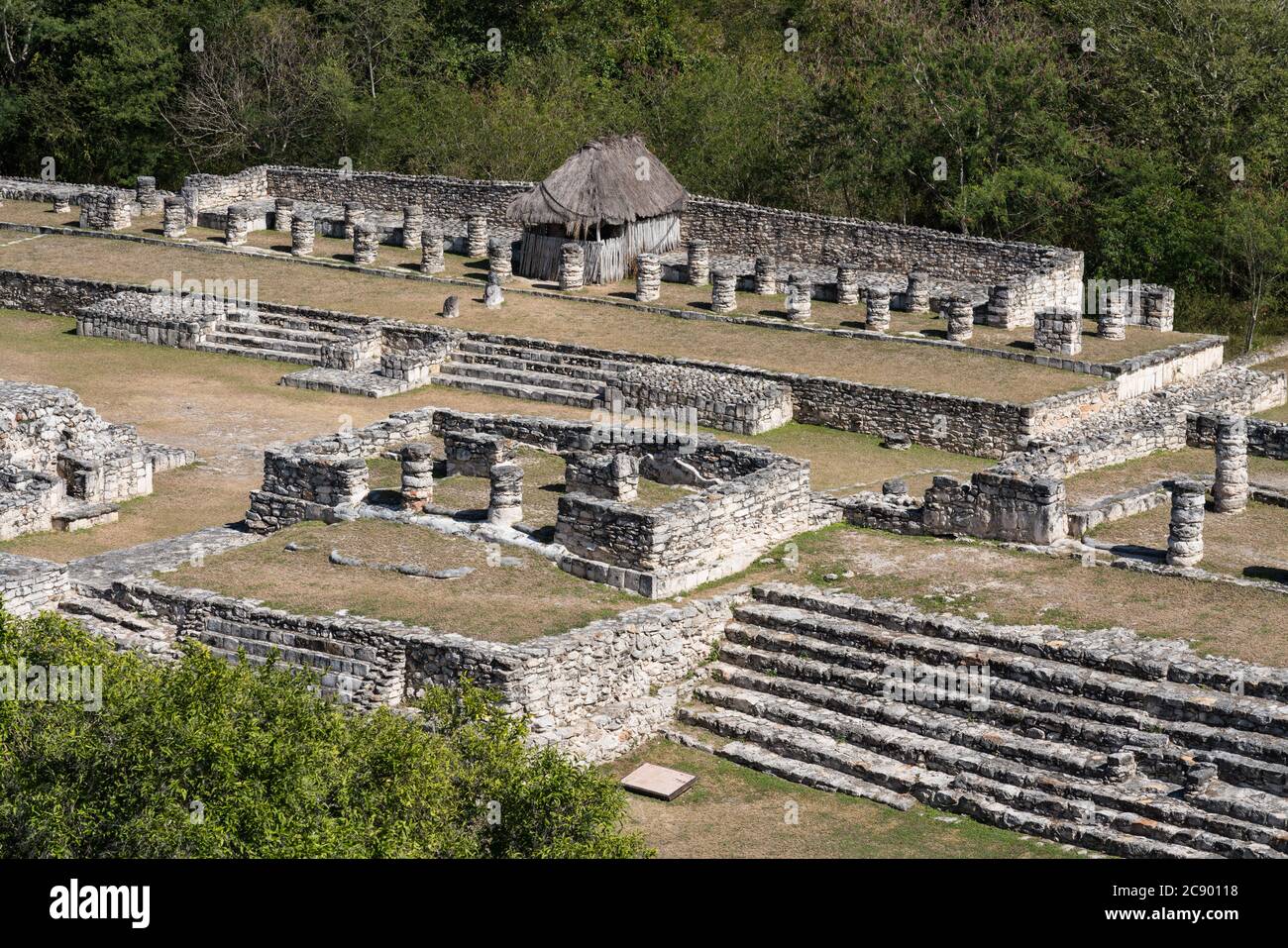 Ruinen der post-klassischen Maya-Stadt Mayapan, Yucatan, Mexiko. Stockfoto