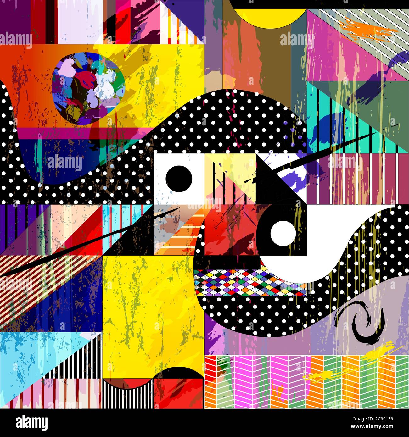 Abstrakter Hintergrund mit Konturen, Spritzern und geometrischen Linien Stock Vektor