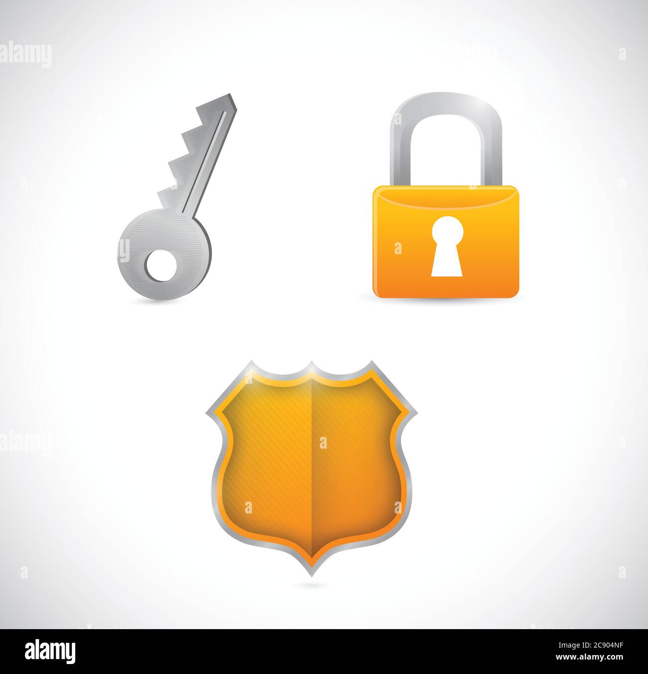Sicherheitssymbole auf weißem Hintergrund Stock Vektor