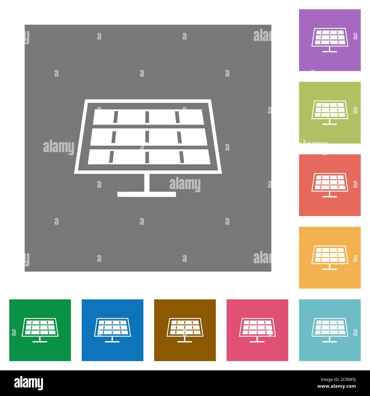 Solar Panel flache Symbole auf einfache Farbe quadratischen Hintergrund. Stock Vektor